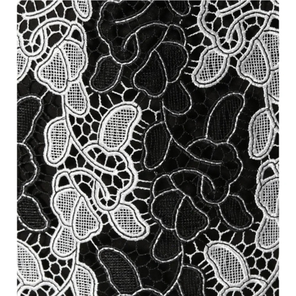 Diane von Furstenberg black and white macramé floral Guipure lace dress Size 2 - Picture 14 of 14